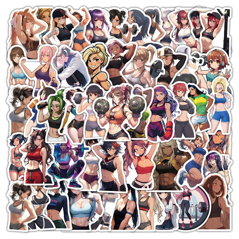 10/30/54 Stück coole Anime Sport Mädchen Aufkleber Sexy Graffiti Aufkleber für Laptop Fahrrad Wasserflasche Fitness wasserdichte Aufkleber Pack