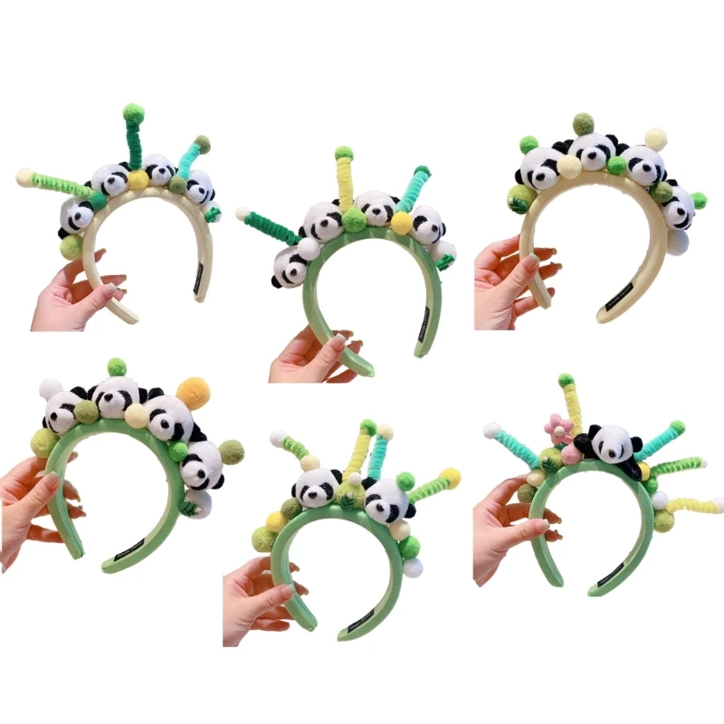 Carnivals Party Headband Cartoon Stuffed Panda Shape Hair Hoop for Adult Kids