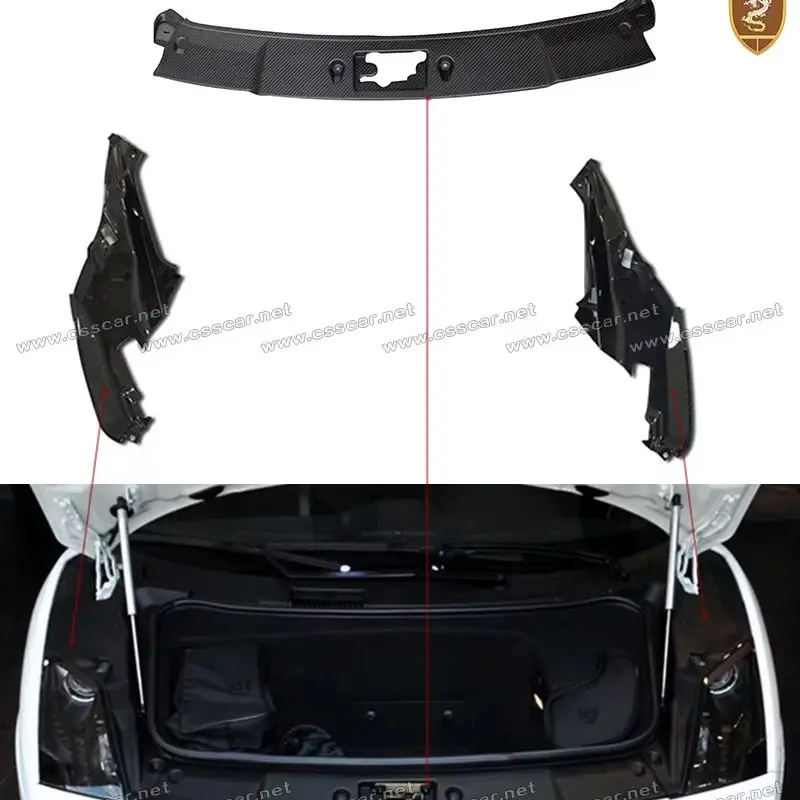 3pcs Gallardo Luggage Compartment Trims For Lambor LP550 LP560 LP570 Dry Carbon Fiber Car Front Bonnet Hood Interior Accessories