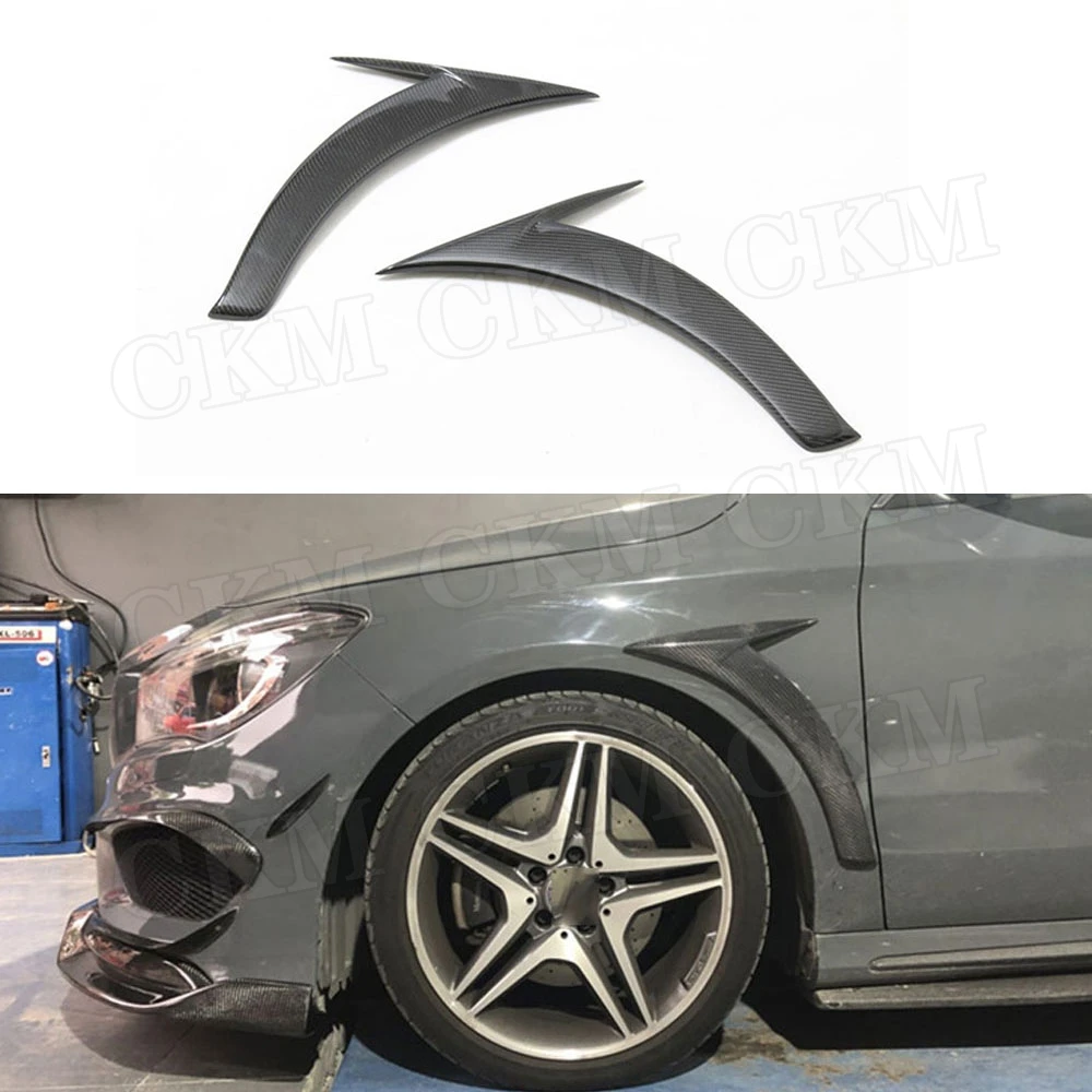 Carbon Fiber Front Fender Vent Fin Gill Trim Covers For Benz CLA Class W117 CLA180 CLA200 CLA250 2013-2019 Decoration Stickers