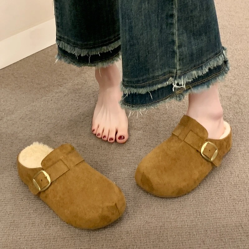 الخريف والشتاء منصة جديدة الشتاء المخملية باوتو المرأة نِعال من الفراء 2025 أحذية قطنية الرجعية #5