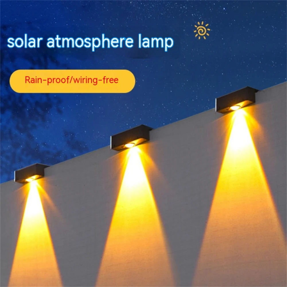 Imagem -02 - Outdoor Square Solar Wall Lights Wireless Wall Mount Lights Ip65 Impermeável Lâmpadas de Parede ao ar Livre Iluminação Decorativa do Jardim