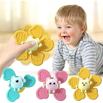 Baby Bath Toys Funny Bathing Sucker Spinner Suction Cup Cartoon Rattles Fidget…