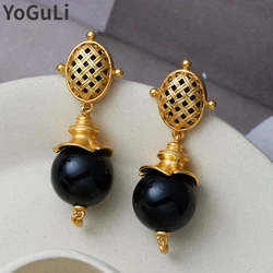 Retro Jewelry Black Color Stone Earrings Vintage Temperament For Women Party Gifts Hot Selling