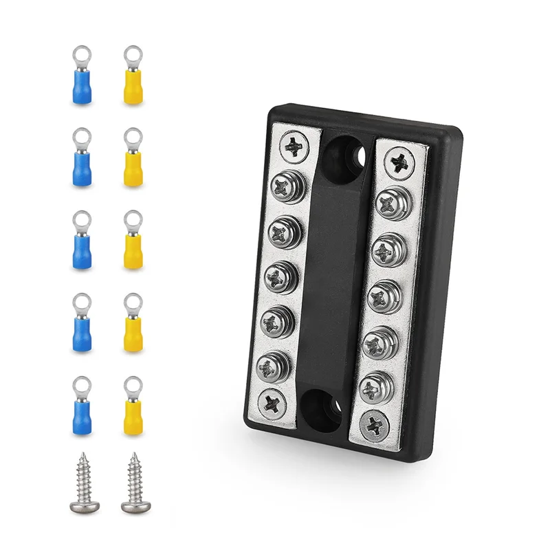 

100A Power Block And Distribution Bus Bar, Positive/Negative For Rvs, Boats And Trucks - 5 Circuit Terminal