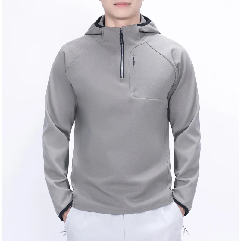 

Autumn Stretch Fabric Sportwear Hoody Men Outdoor Sport Casual Plus Size Pullover Hooded Sweatshirts Man Techwear Hoodie