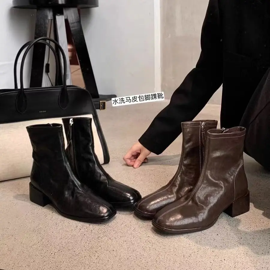

Chelsea boots 2025 autumn/winter French slim boots short boots women's retro elastic boots short boots