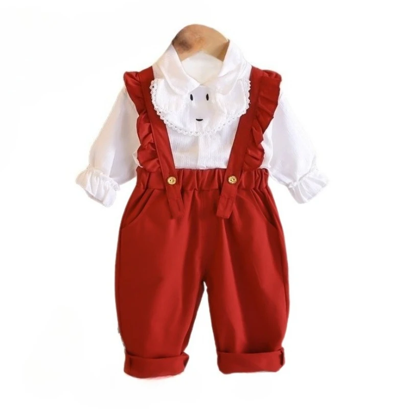 

New Spring Autumn Baby Clothes Suit Children Girls Fashion Long Sleeved Shirt Overalls 2Pcs/Sets Infant Clothing Kids Tracksuits