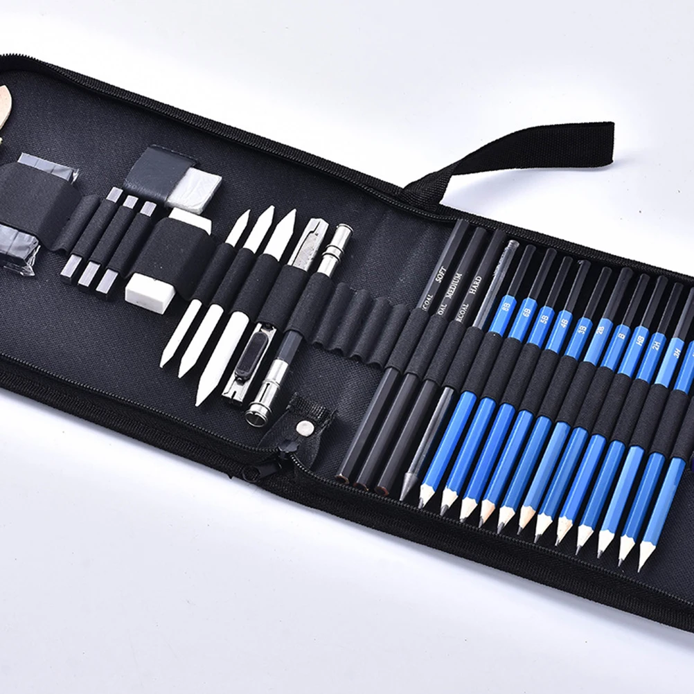 

Brush Set Professional Sketching Beginner Pencils Kit Drawing Suite Zipper Bag and