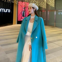 Double Sided Cashmere Wool Coats For Women High End NEW Autumn Winter Temperament Long Woolen Overcoat Female Elegant Jacket 5XL