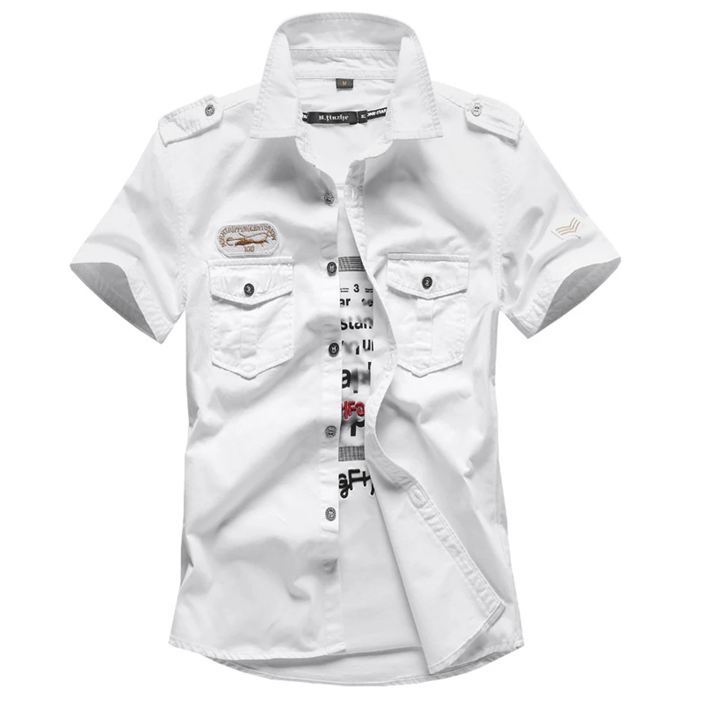 Spring Summer Men's Tactical Shirts Outdoor Men Cotton Shorts Sleeve Military Shirts Fashion Men Button Hiking Work Shirts