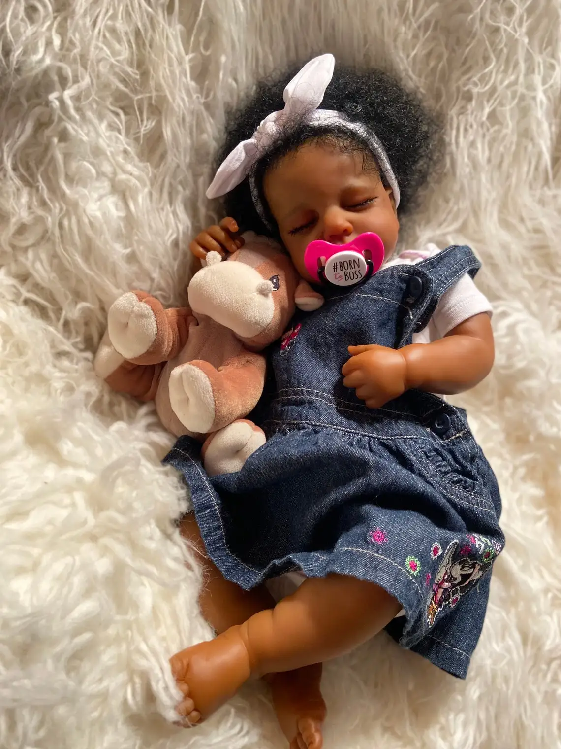 NPK 20inch  Loulou Newborn Baby Doll Handmade Lifelike Reborn Sleeping Soft Touch Cuddly Doll with 3D Painted Skin Visible Veins