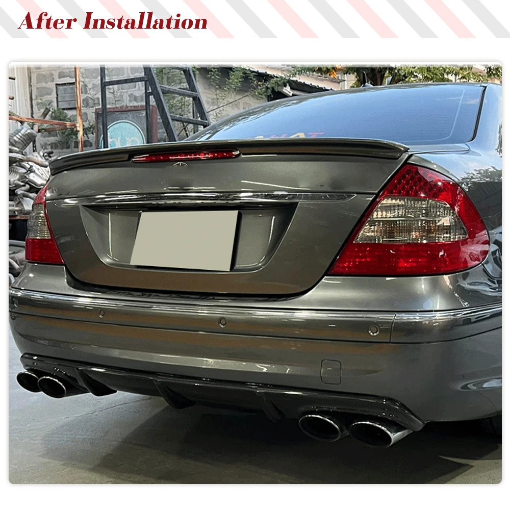 Carbon Fiber Racing Rear Bumper Diffuser Lip Spoiler for Mercedes Benz E-Class W211 E55 AMG Sedan 4-Door 2002-2006 FRP Black