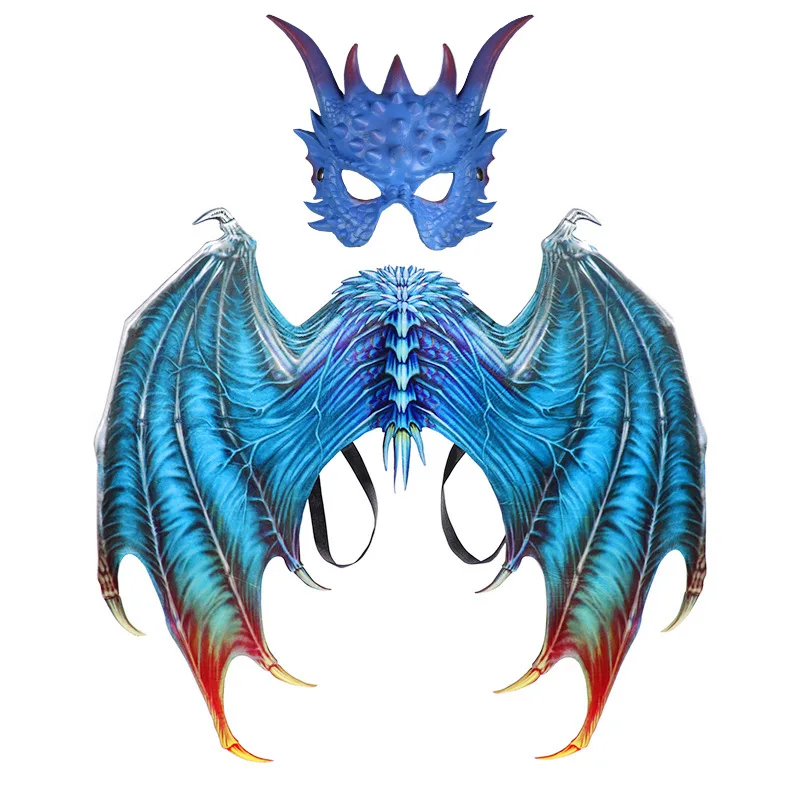 New Style Adult Halloween Costume Dragon Mask Wings Set Eagle Mask Wings Cosplay Party Ball Suit Decorate for Men and Women