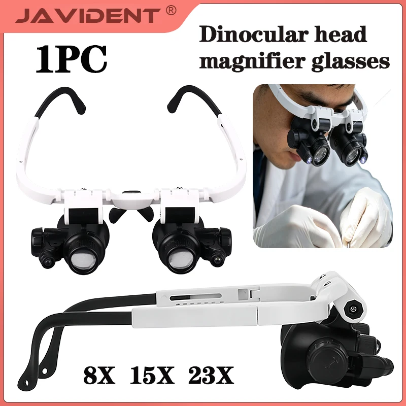 Magnifying Glass 8X/15X/23X Jeweler Watchmaker With LED Light Telescopic Headband Magnifier Glasses Reading Loupes Eyewear