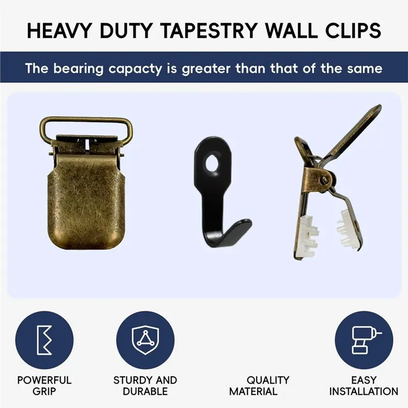 T19C 8Pcs Rug Hangers For Walls - Hook Clips, Carpet Hangers