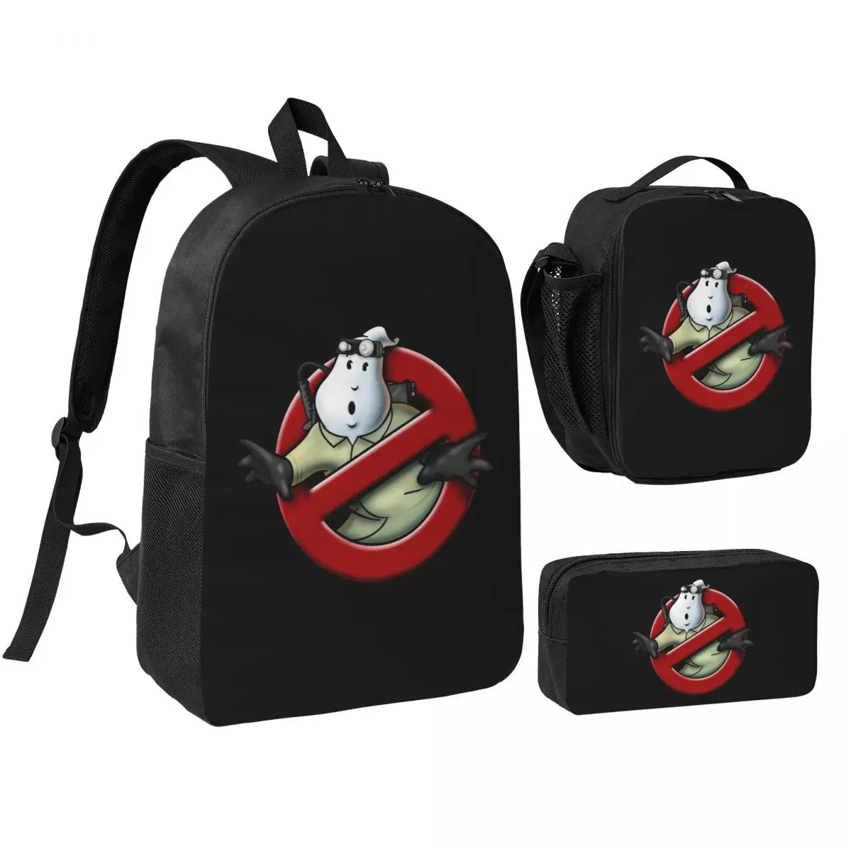 

The GhostBusters Logo Pattern Backpack Boys Girls BookBag School Bag Computer Shoulder Bags 3ps Insulated Lunch Bag Pencil Case