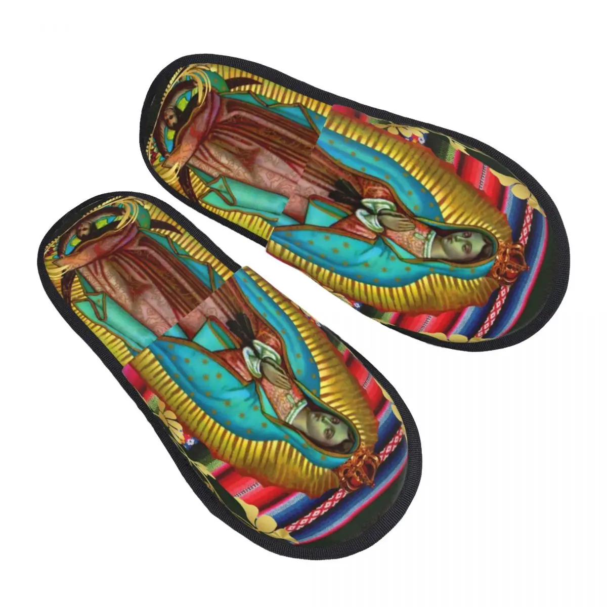 Custom Our Lady Of Guadalupe Virgin Mary House Slippers Women Comfy Memory Foam Jesus Mexico Christian Slip On Spa Slipper Shoes