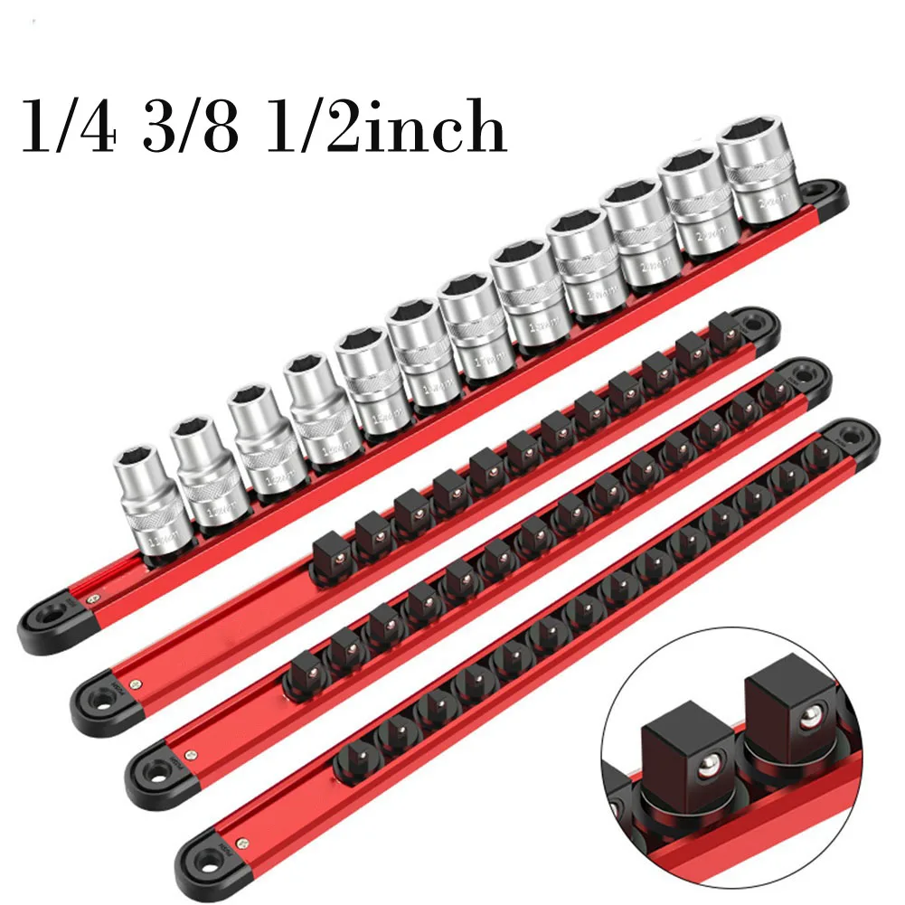 

1pc 360 Degree Swivel Magnetic Socket Organizer 1/4 3/8 1/2Inch Socket Clip Rail Holder Hand Tool Parts Tool Accessories