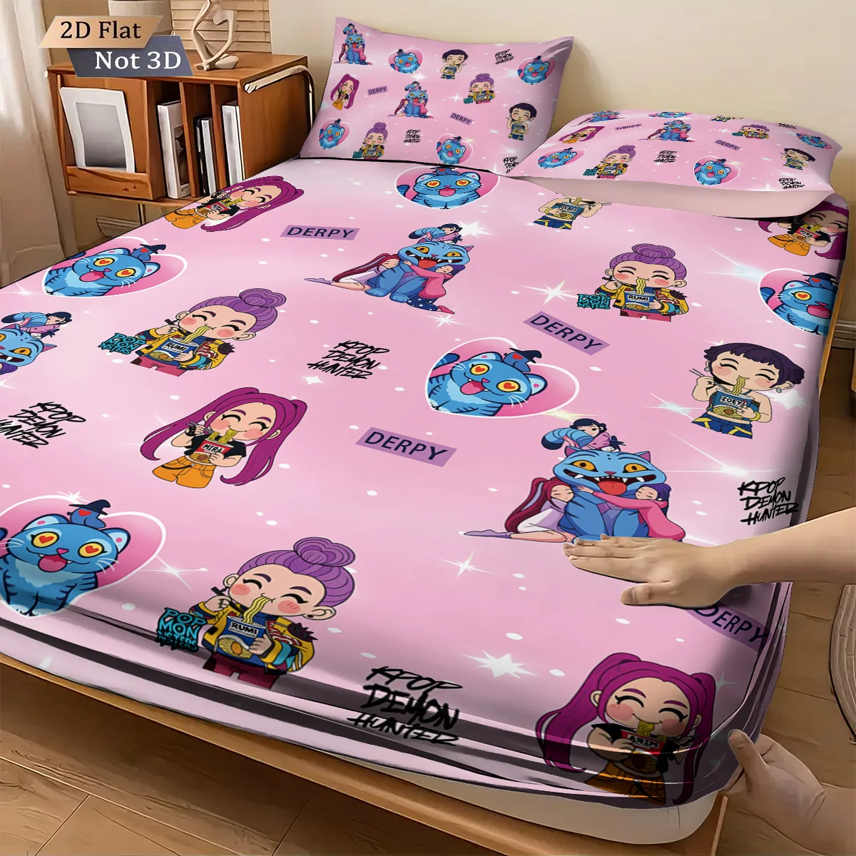 3 قطعة K-Pop شيطان الصيادين المطبوعة Chipless غطاء سرير مجموعة متعددة الحجم لينة غطاء السرير غرفة نوم الفراش الديكور آلة قابل للغسل