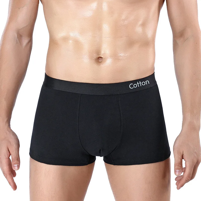 Men Sports Cotton Boxers Underwear Underpants Shorts Black Gray L XL XXL 3XL Pure Color Breathable Fashion Fitnes Sports