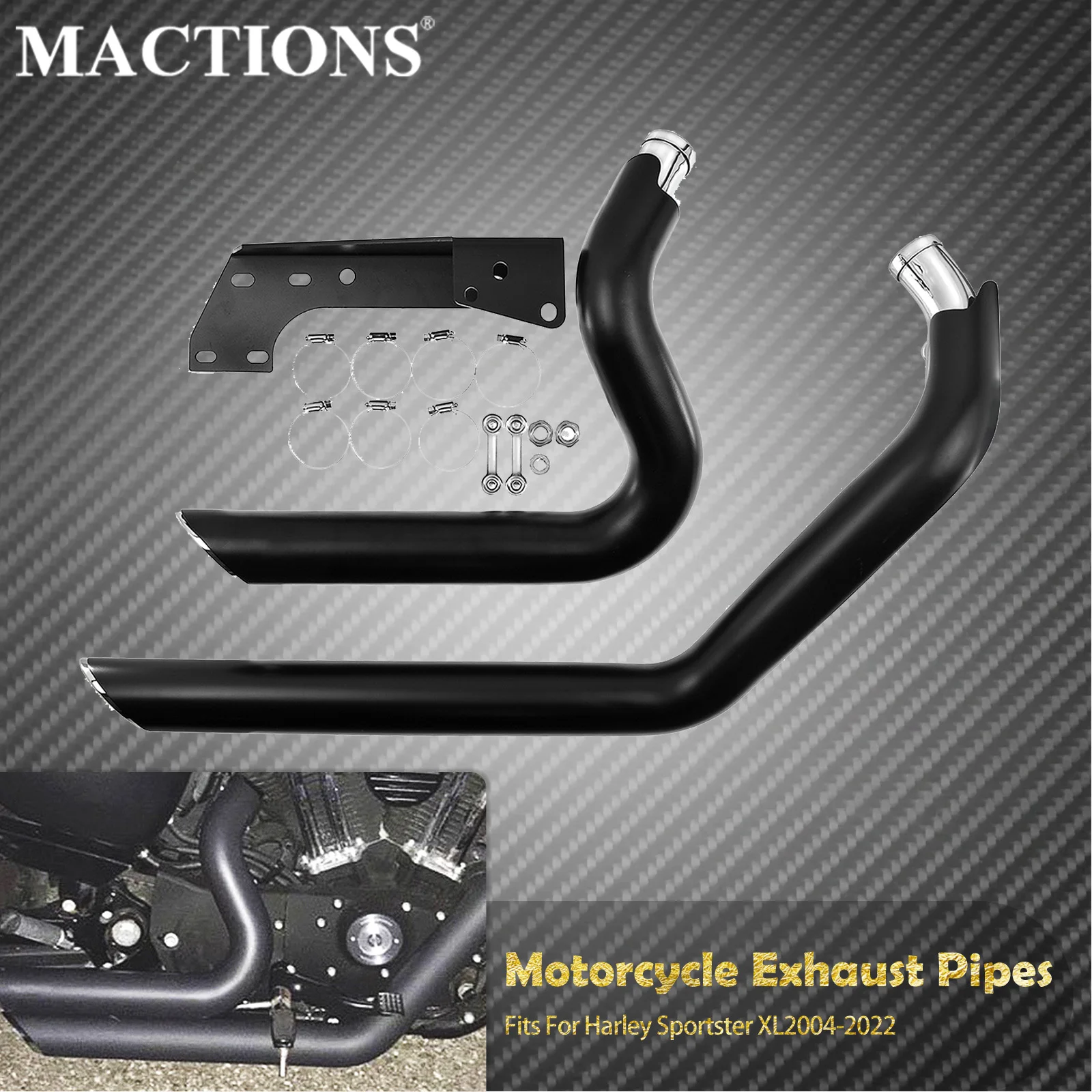 Motorcycle Staggered Shortshots Exhaust Pipes System For Harley Sportster Iron 883 1200 72 XL Forty Eight 2004-2020 2021 2022