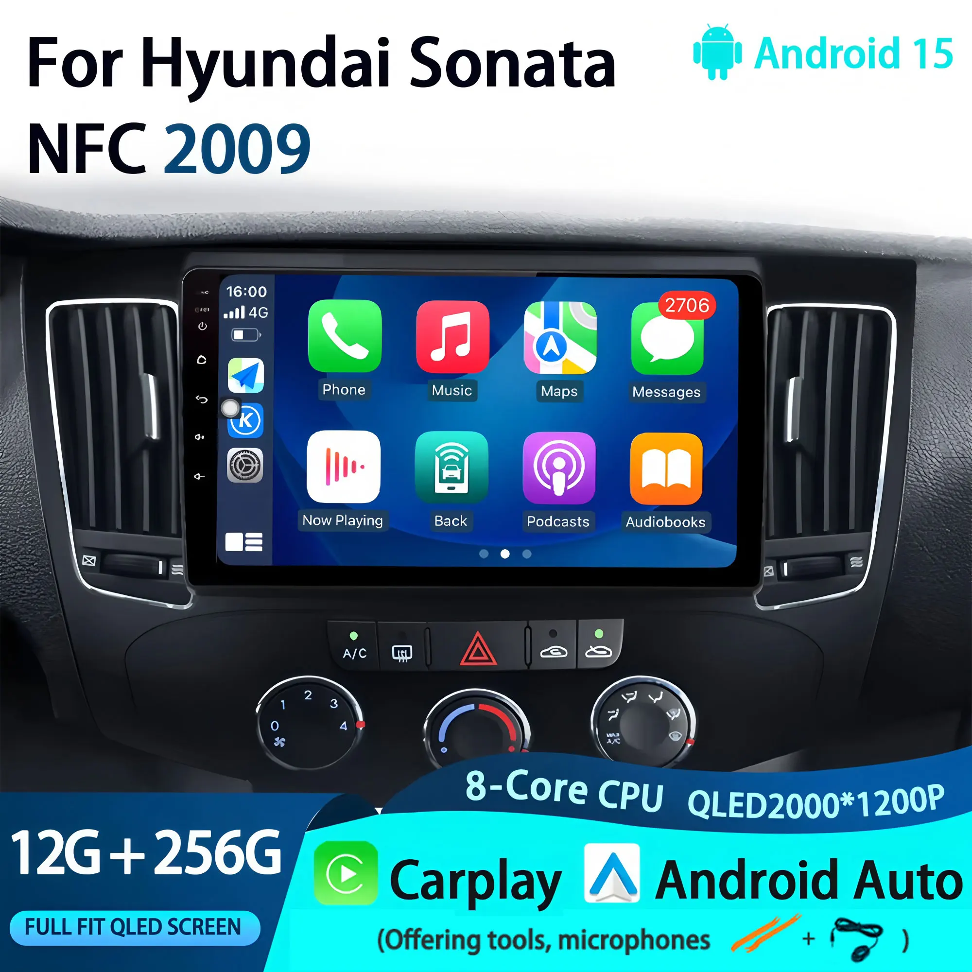 

Android 15 Car Radio For Hyundai Sonata NFC 2009 Navigation GPS Screen Android Auto 4G Stereo Wifi Video Carplay