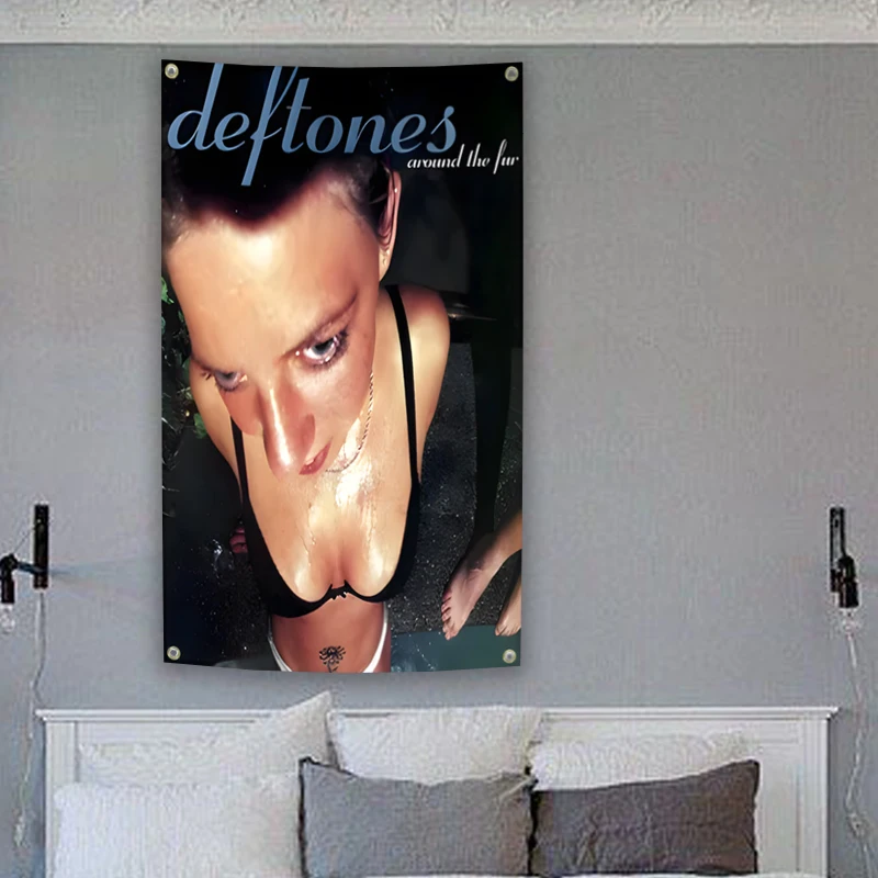 شعبية الفرقة ديفتونز ألبوم الموسيقى العلم 3x5ft 2x3ft خمر المغني العلم غرفة المعيشة ديكور المنزل كوادروس #4