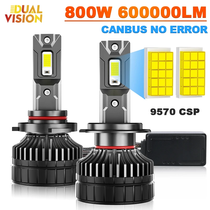 

Dualvision H7 H11 Светодиодные фары Canbus 800 Вт 600000LM H3 H8 H1 H4 HB3 9005 9006 HB4 9012 HIR2 Автоматические противотуманные фары дальнего ближнего света 6500K