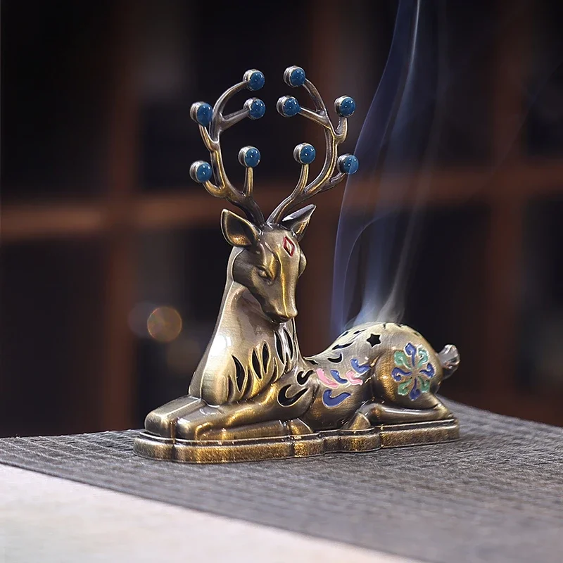 Deer Incense Burner Household Indoor Non-stick Powder Aromatherapy Stove Chinese Enamel Color Incense Burner Creative Decoration