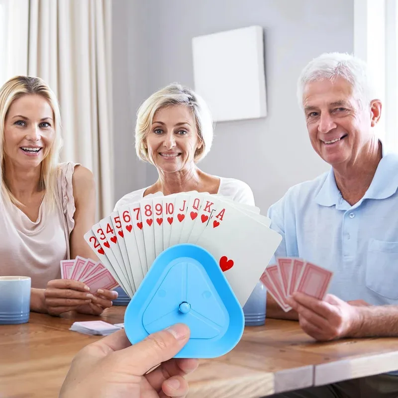 4 Piece Playing Card Game Tray, Triangular Playing Card Tray for Parties, Classroom Activities, Cards Not Included