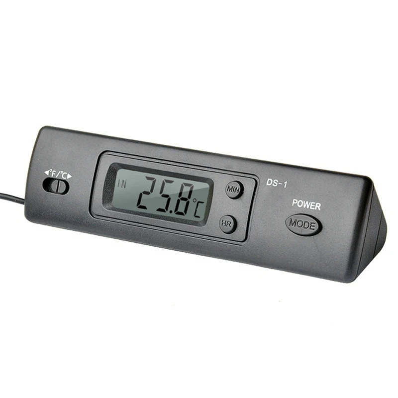New-2X DS-1 Автомобильный термометр ЖК-дисплей C/F Часы Датчик температуры Контроллер Крытый уличный термостат с зондом