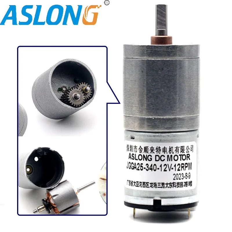 JGA25-340 Mini geared motors electric brushed dc motor with 25mm gearbox reductor Micro reducer motor 4mm od shaft for window