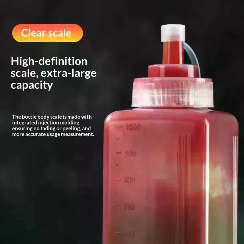 Large Mouth 600/800/1000ML Squeeze Sauce Bottle Condiment Dispenser Dustproof Kitchen Seasoning Salad Sauce Olive Oil Bottle Hot