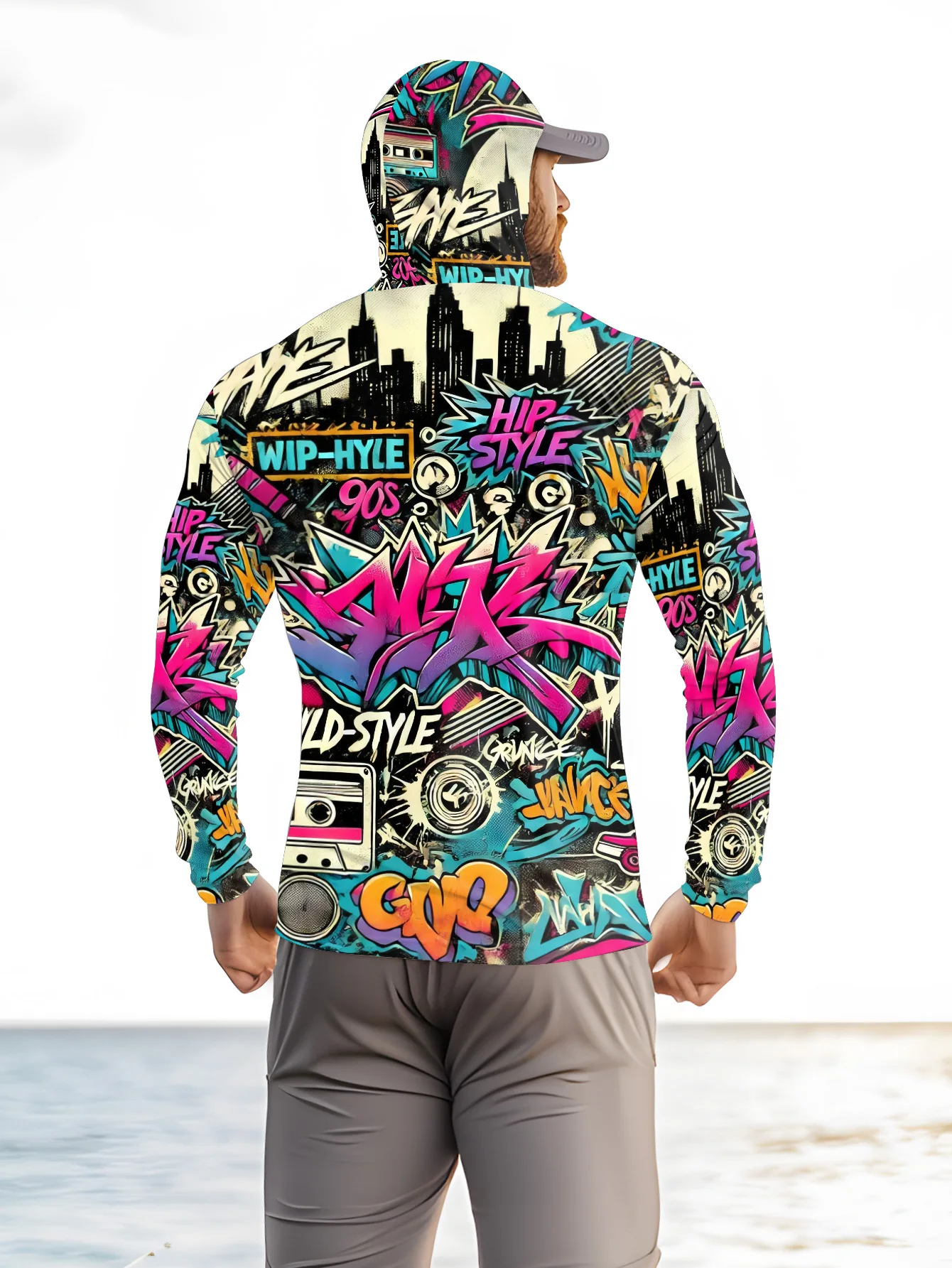 2026 Summer New Style Men's Long-Sleeved Shirt with 3D Letter Pattern Print for Comfortable Soft Breathable and Sporty Wear image 3