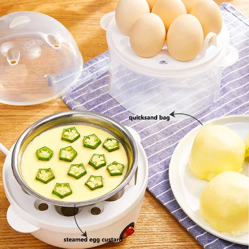 New Small Egg Cooker 1-14 Heating Plate Household Steamed Egg Custard Boiled Egg Breakfast Machine