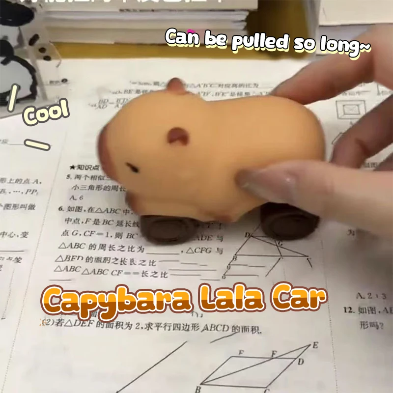 Mainan Remas mobil Capybara lucu kartun kreatif Capybara lembut Mochi penghilang stres mainan anak-anak dewasa Fidget ventilasi mainan