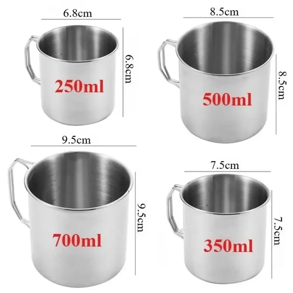 Taza de camping de acero inoxidable con asa plegable para exteriores - imagen 4