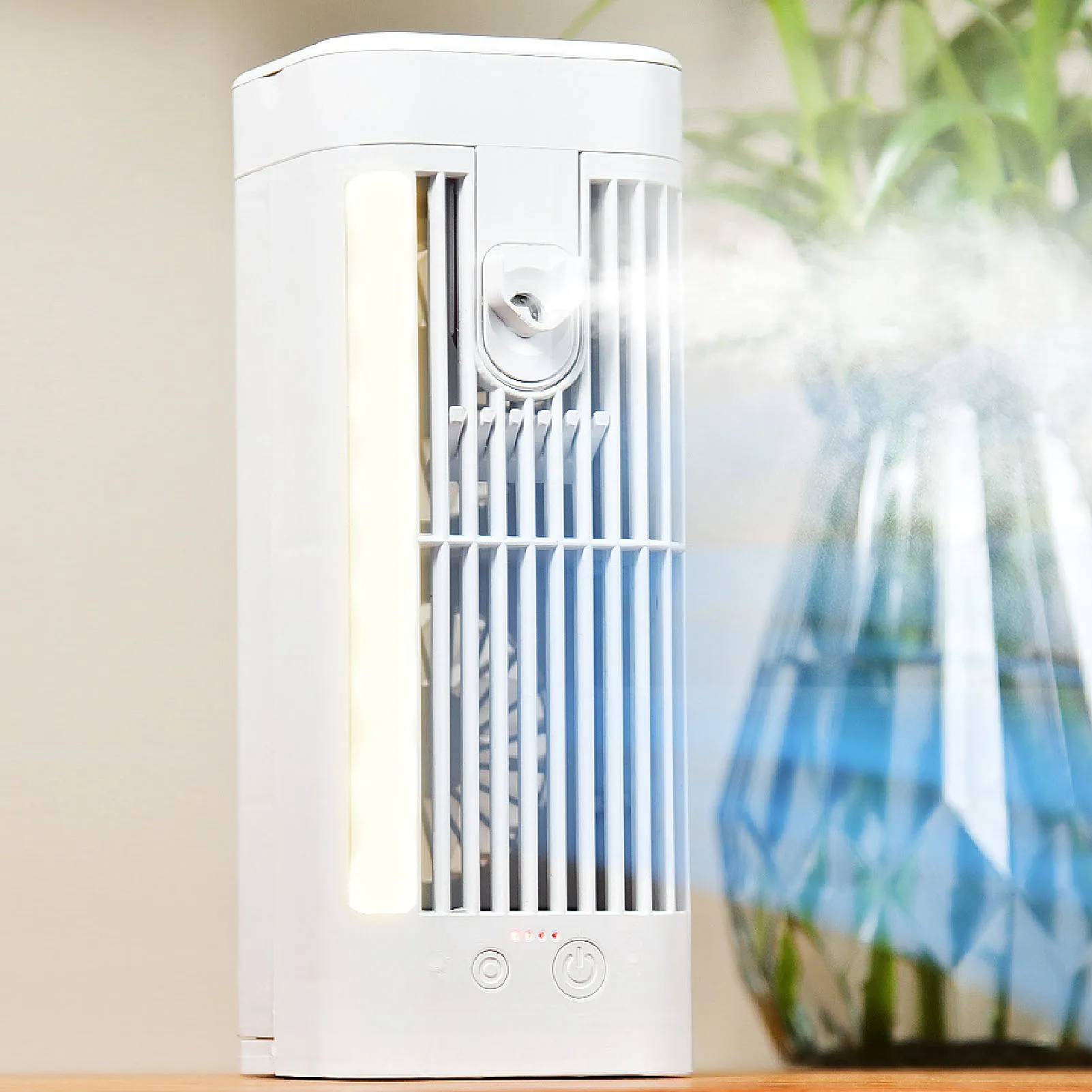 가벼운 USB 플러그가 있는 휴대용 에어컨 3단 듀얼 팬 120mL 대형 물 탱크가 있는 휴대용 미니 공기 냉각기