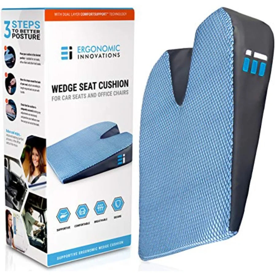 

Премиальная подушка-клин для автомобильного сиденья для вождения, офиса, дома - эргономичная, нескользящая, из пены с эффектом памяти, для облегчения боли при ишиасе, боли в спине и бедре 1
