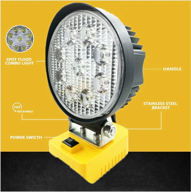 Imagem -04 - Portátil Cordless Led Work Light Luzes de Inundação para Dewalt 20v Bateria Oficina ao ar Livre Garagem de Emergência Pesca Camping Iluminação