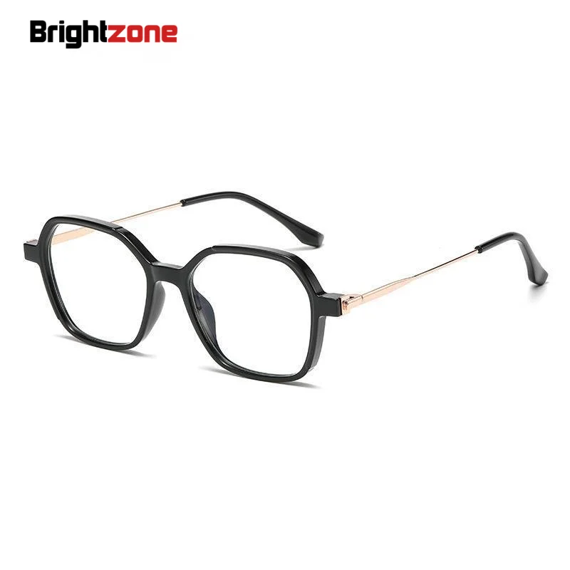 Brightzone Ultra Light TR90 Dual Color Women Polygonal Anti Blue Light Prescription Eye Glasses Eyewear Vintage Eyeglasses Frame