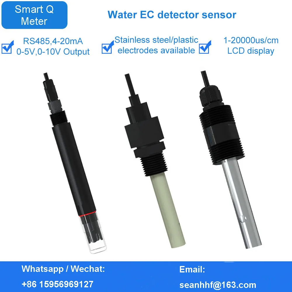 Industrial EC conductivity transmitter high precision electrode probe sewage monitoring water quality EC detector sensor