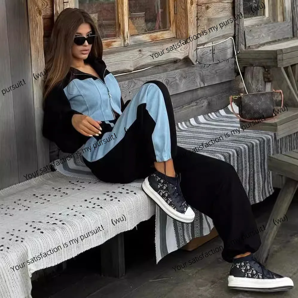 

Ветер модный повседневный свитер, джинсовый топ с капюшоном, брюки, женская одежда из двух предметов