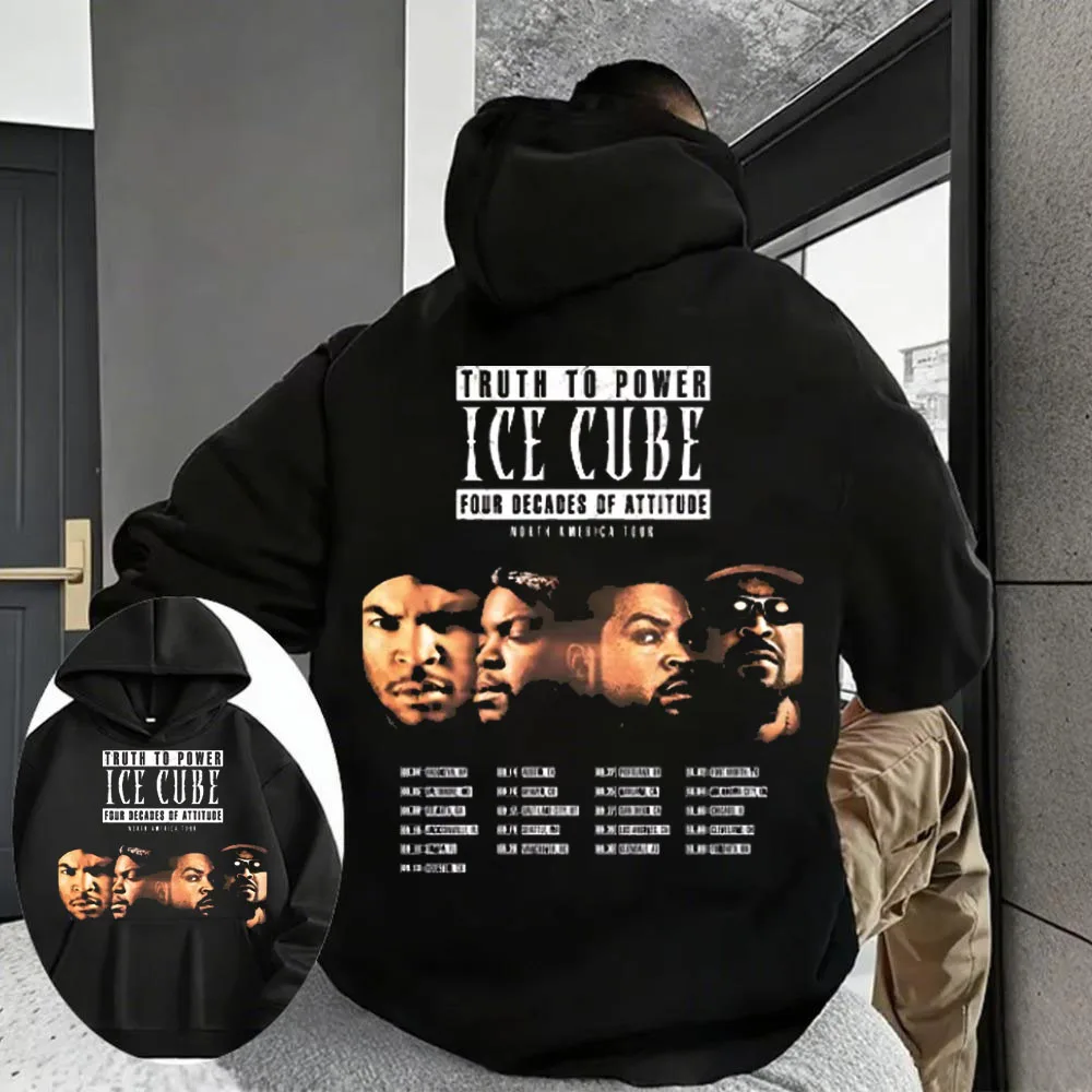 مغني الراب آيس كيوب 2025 الرجال هود الحقيقة قوة أربعين عاما موقف رحلة سترة موضة ريترو القطن الترفيه هود الهيب هوب #1