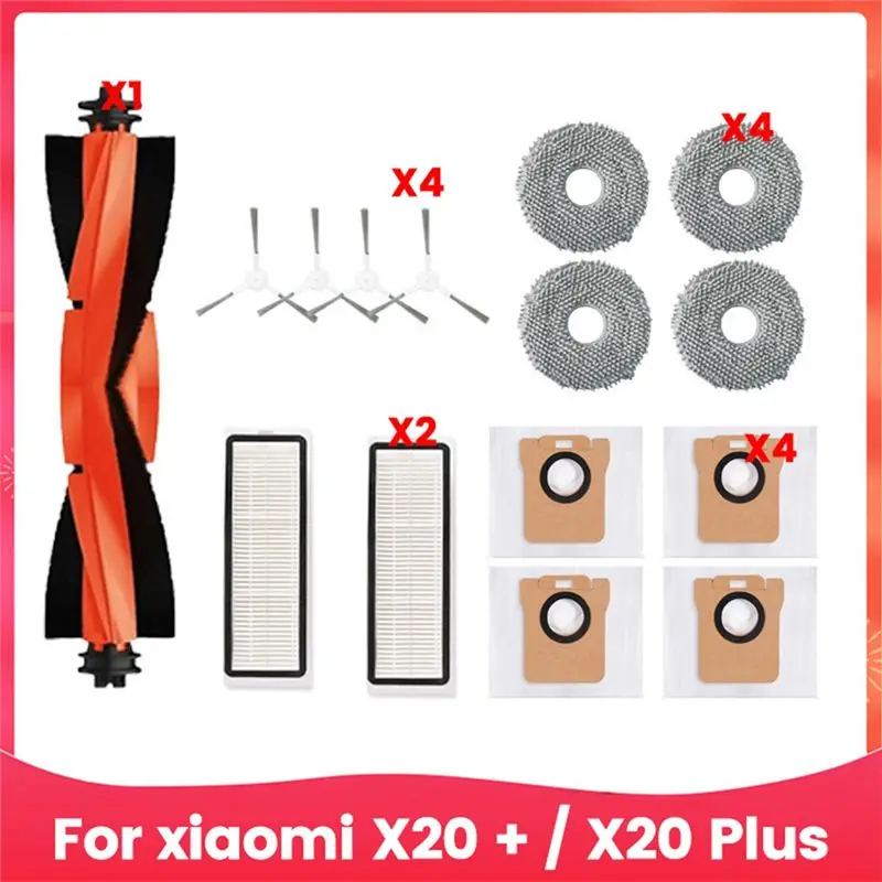 

VEHO - Запасные части для робота-пылесоса Xiaomi X20 + / X20 Plus: мешки для пыли, салфетки для влажной уборки, основные и боковые щетки, HEPA-фильтры.