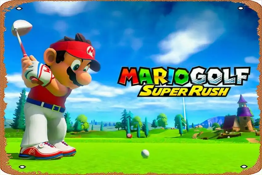 1p,Wall Decor Sign - Golf Super Rush Video Game Poster Vintage Metal Sign Poster Sign Garage Bar Wall Decor 8 × 12 inches, Retro
