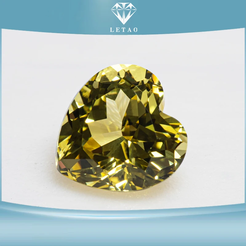 

Lab Grown Sapphire Yellow Color Heart Shape Charms Advanced Jewelry DIY Ring Necklace Earrings Materials Selectable Certificate