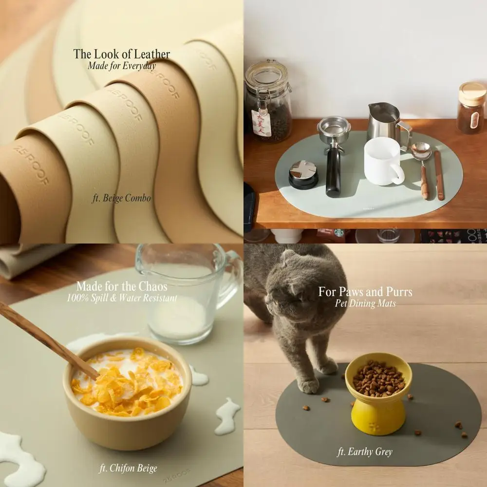 

Oval Silicone Placemats Set of 6 - Heat Resistant, Waterproof, Easy Clean, Non-Slip for Elegant Dining Tables - Premium Textured