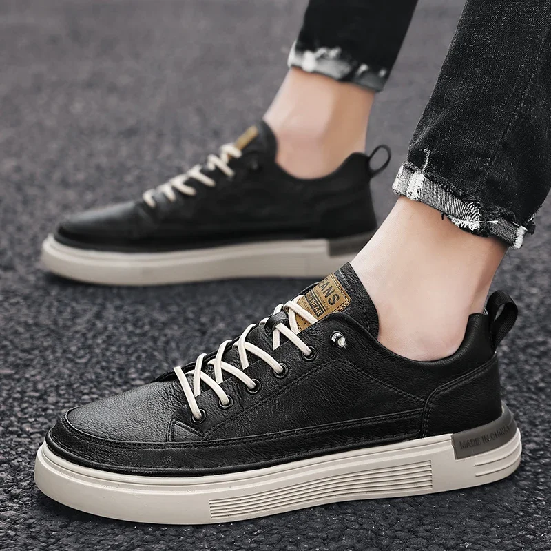 

Мужская классическая спортивная обувь для отдыха на платформе: новая удобная обувь на плоской подошве для скольжения Мужская спортивная обувь